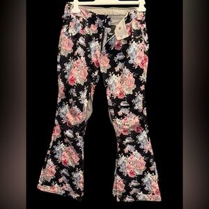 BETTY RIDES Black Pink Red White and Gray Floral SNOW Pants